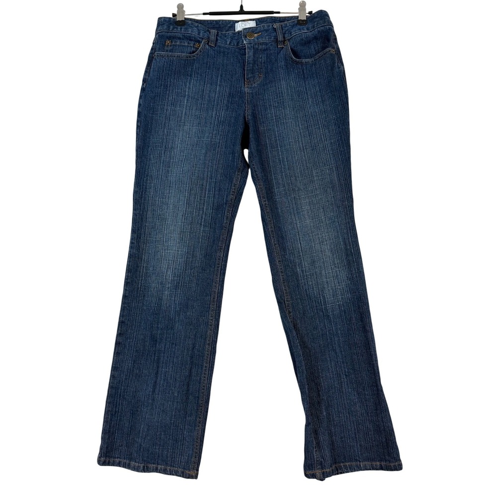Ann Taylor Loft Petite Boot Leg Jeans 6P Dark Wash Blue Denim Mid Rise Stretch